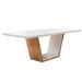 Mesa de Jantar Retangular com Tampo de Vidro Luna Off White e Imbuia 180 cm