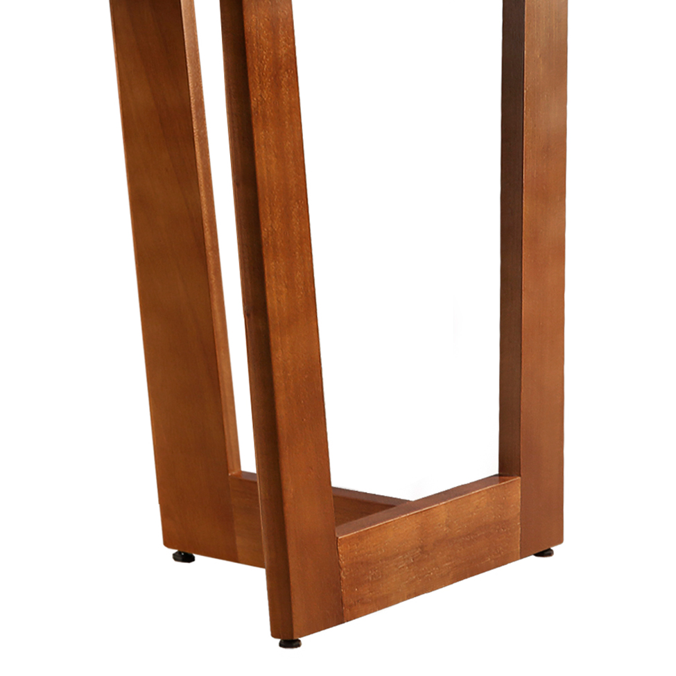 Mesa de Jantar Retangular com Tampo de Vidro Tália Off White e Imbuia 180 cm