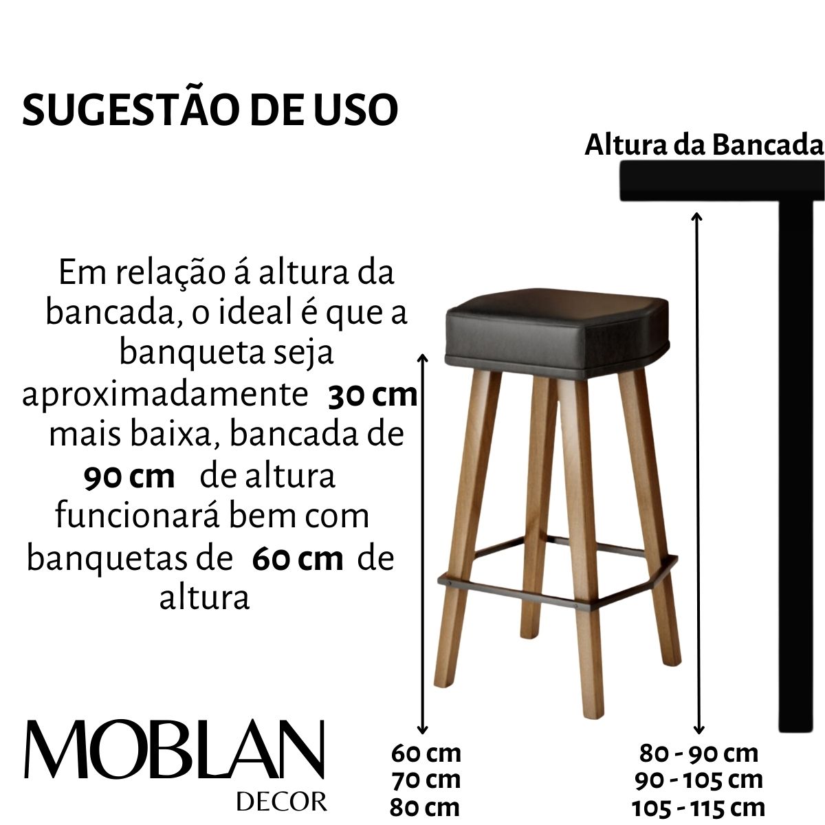 2 Banquetas Alta com Encosto para Bar Cozinha MOBLAN decor
