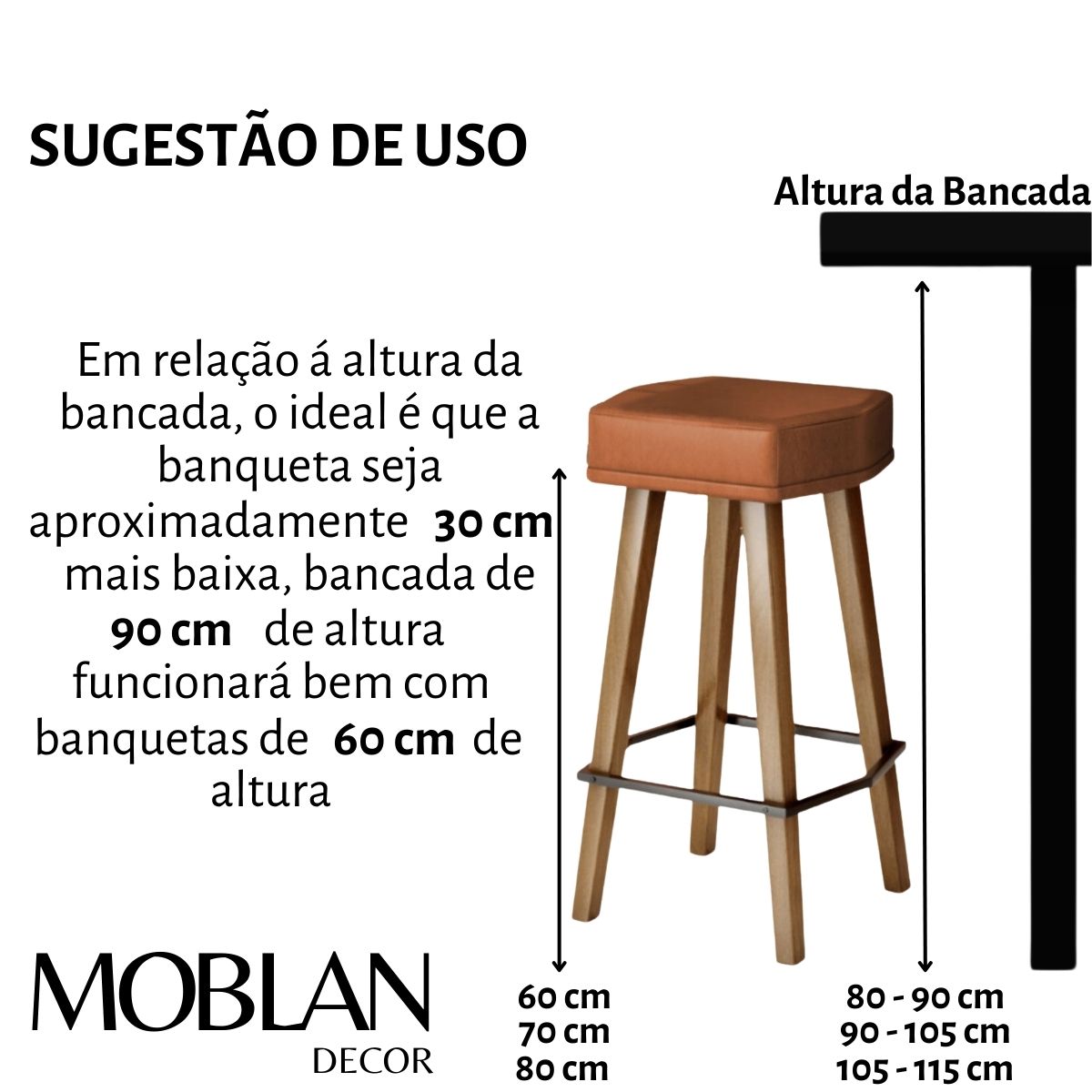 2 Banquetas Alta com Encosto para Bar Cozinha MOBLAN decor