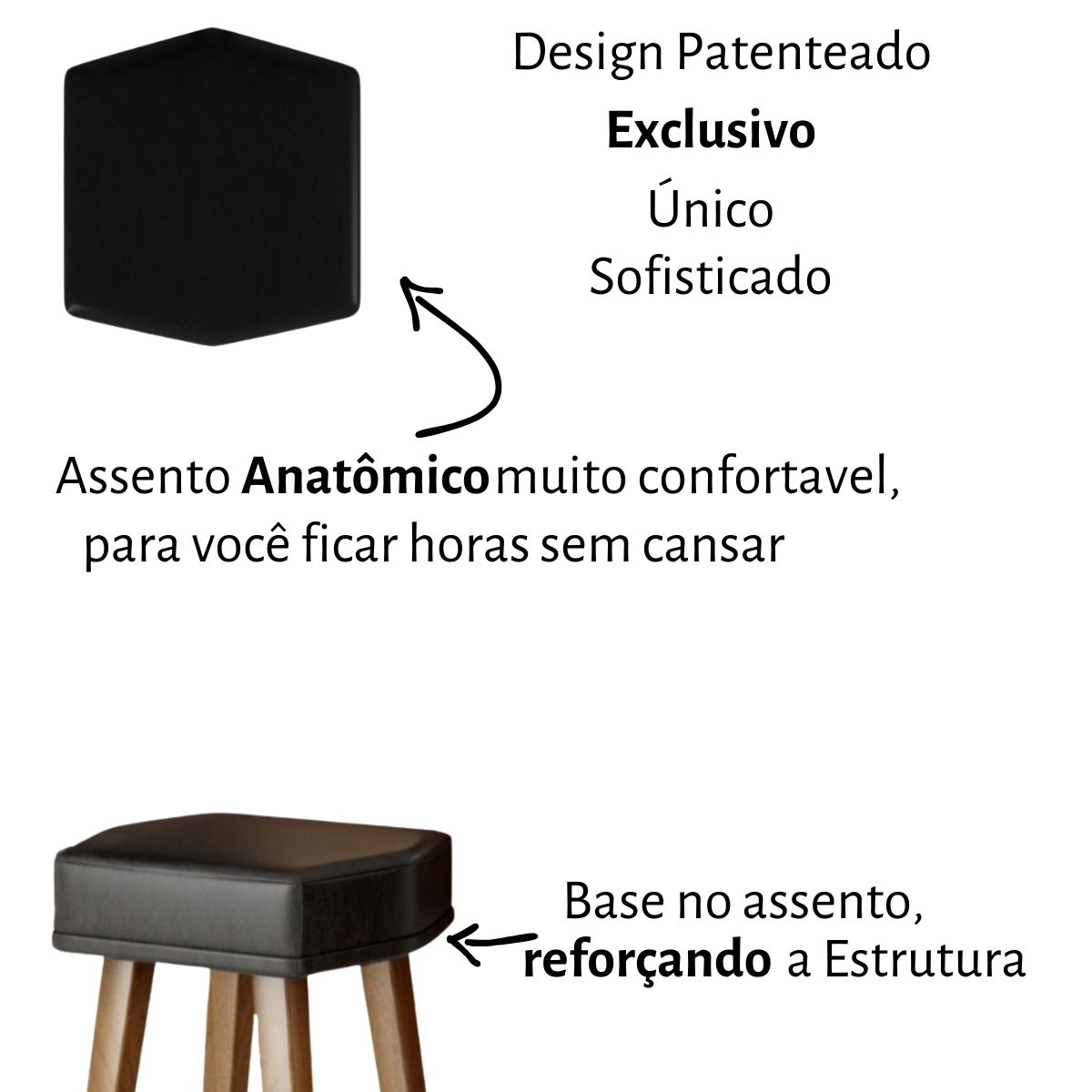 2 Banquetas Alta com Encosto para Bar Cozinha MOBLAN decor