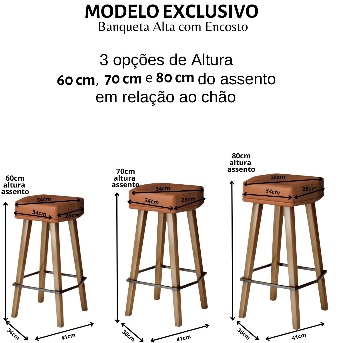 2 Banquetas Alta com Encosto para Bar Cozinha MOBLAN decor