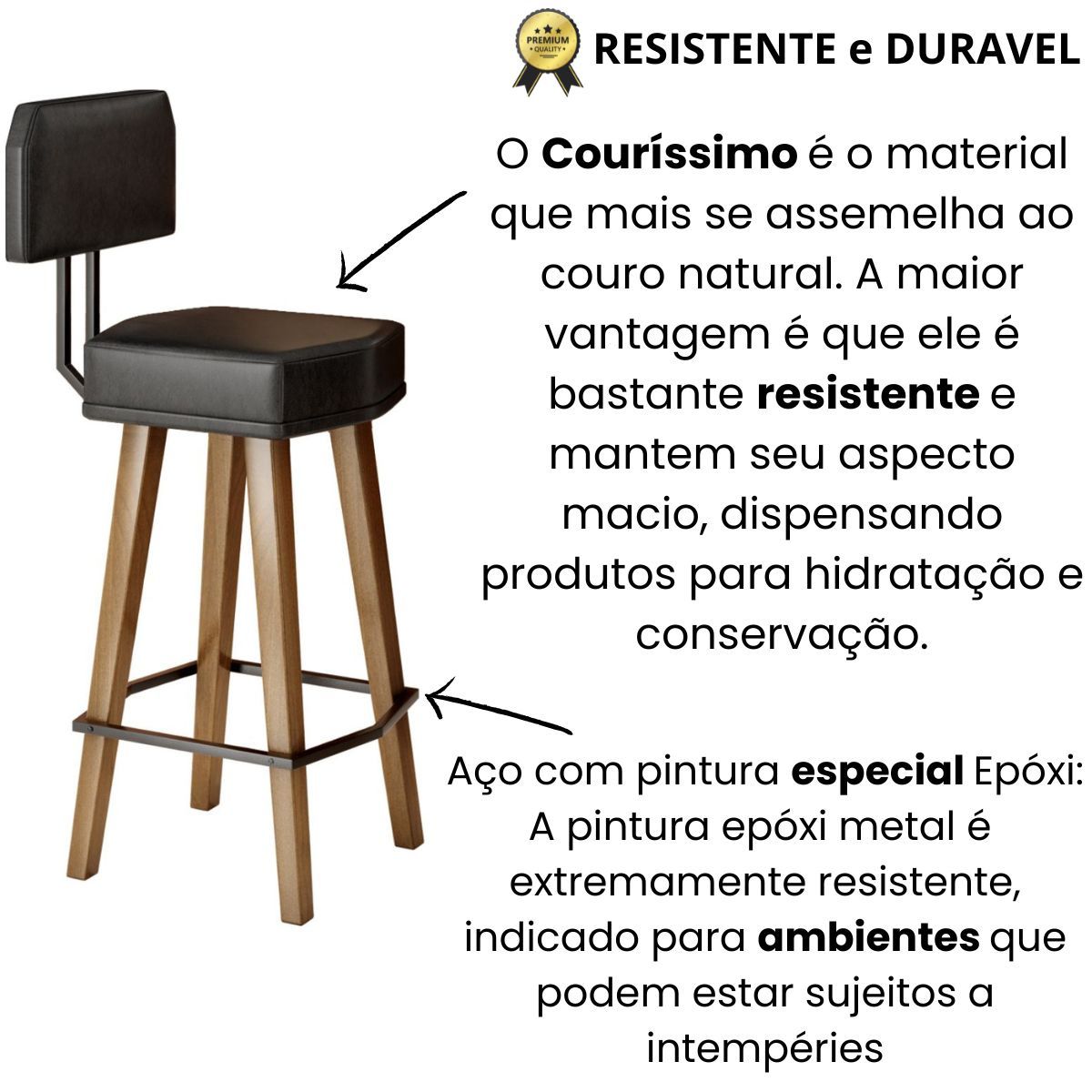 2 Banquetas Alta com Encosto para Cozinha Bar MOBLAN decor