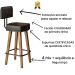 2 Banquetas Alta com Encosto para Cozinha Bar MOBLAN decor