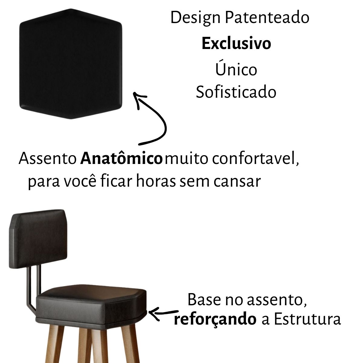 2 Banquetas Alta com Encosto para Cozinha Bar MOBLAN decor