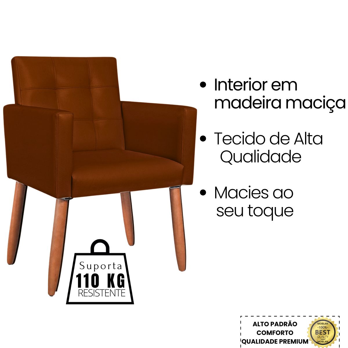 2 Cadeira Poltronas Conforto Corino Para Escritório Sala Luxo MOBLAN decor
