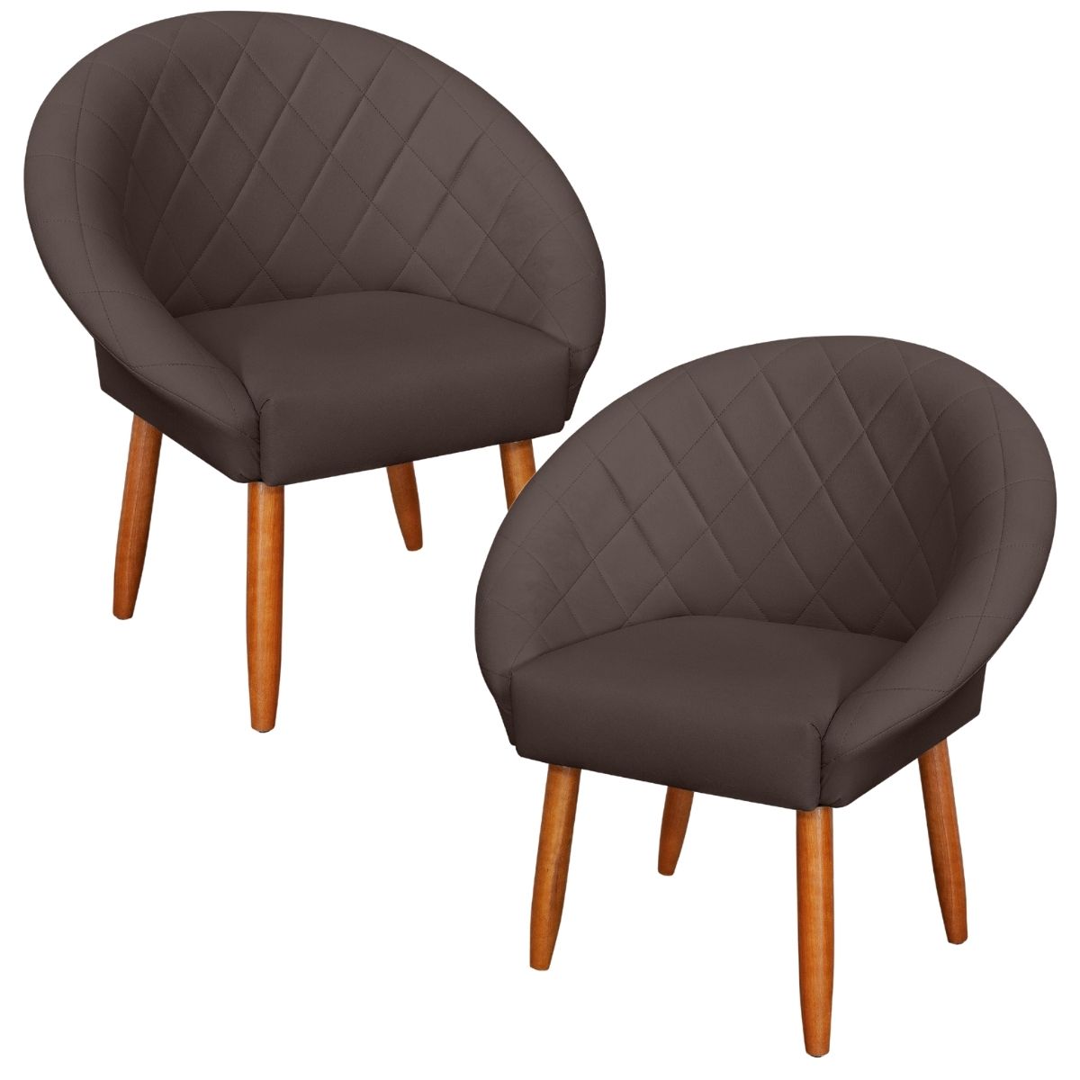 2 Poltronas Decorativa Corino Moderna para Sala de Estar Recepção Reforçada MOBLAN decor