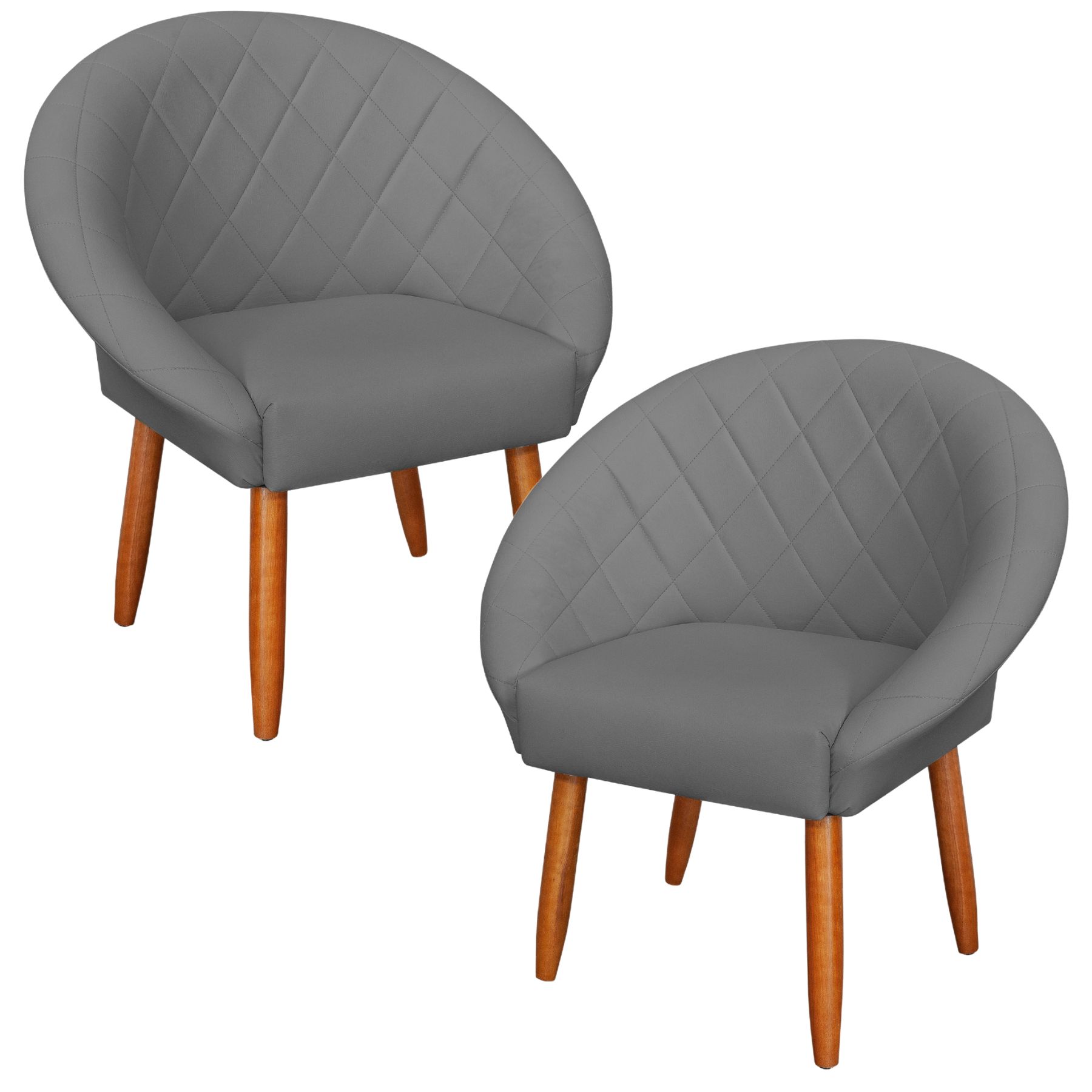 2 Poltronas Decorativa Corino Moderna para Sala de Estar Recepção Reforçada MOBLAN decor