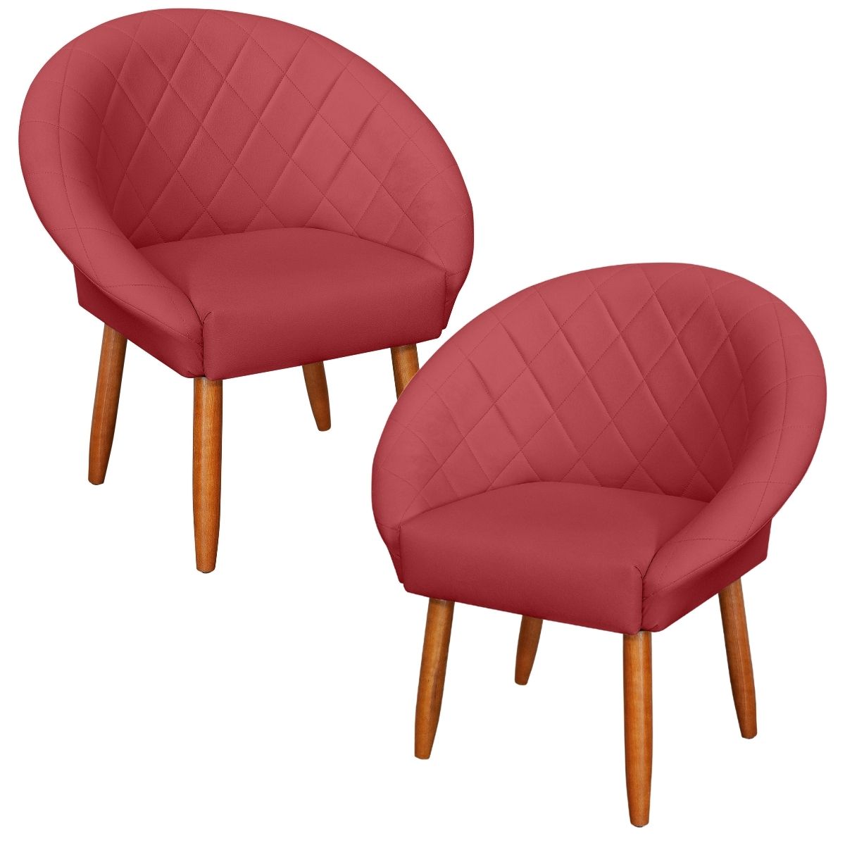 2 Poltronas Decorativa Corino Moderna para Sala de Estar Recepção Reforçada MOBLAN decor