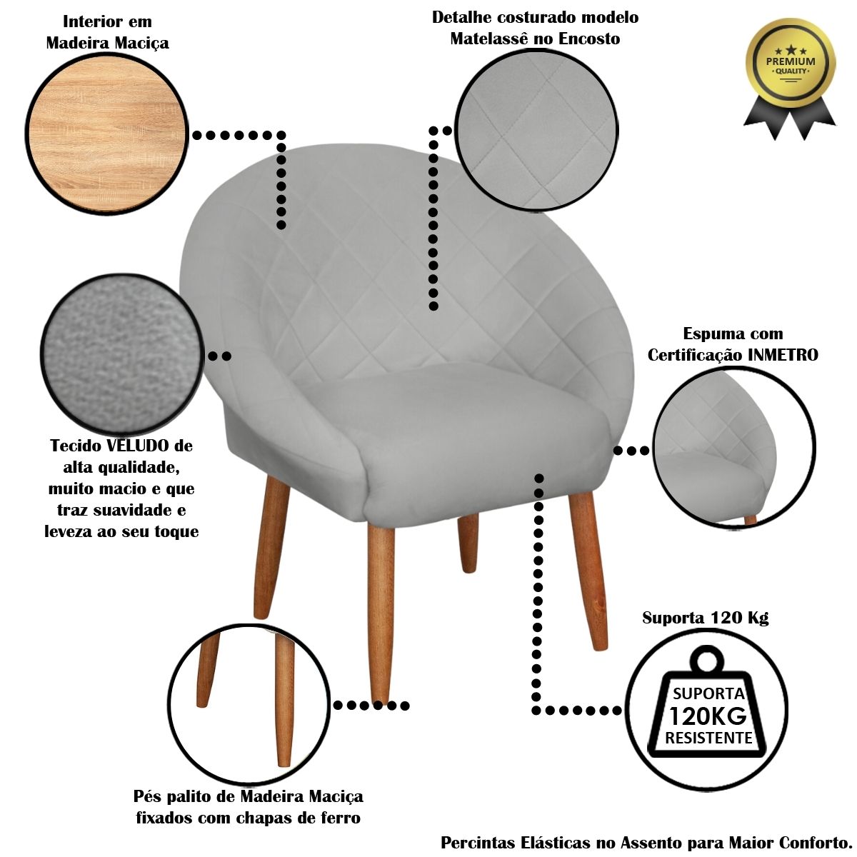 2 Poltronas Decorativa Moderna para Sala de Estar Recepção Reforçada MOBLAN decor