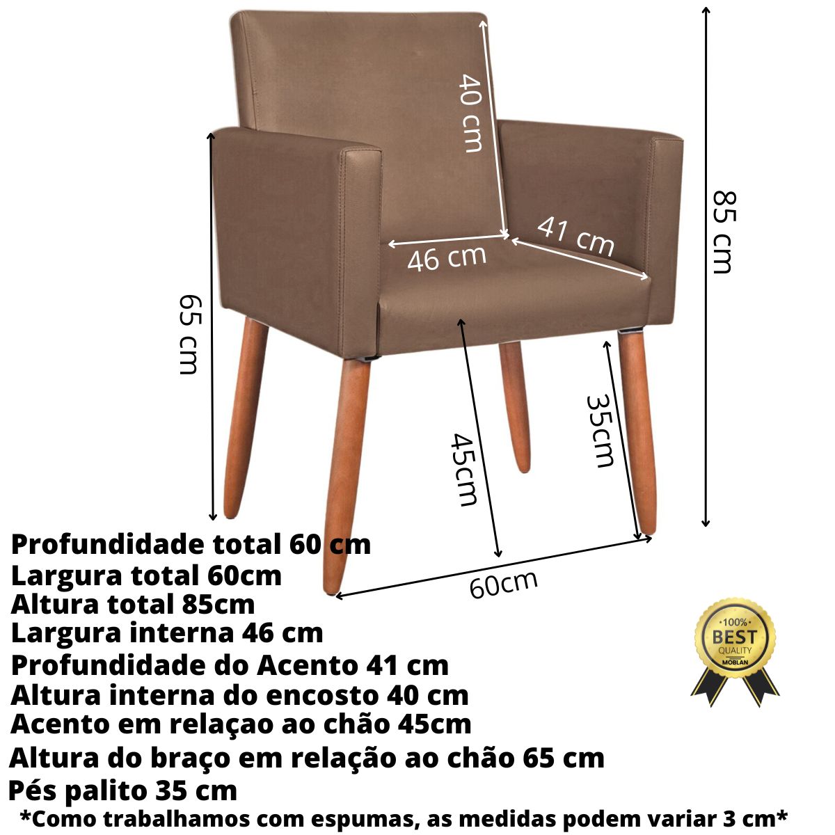 2 Poltronas Resistente para Recepção Confortável Corino Escritório MOBLAN decor