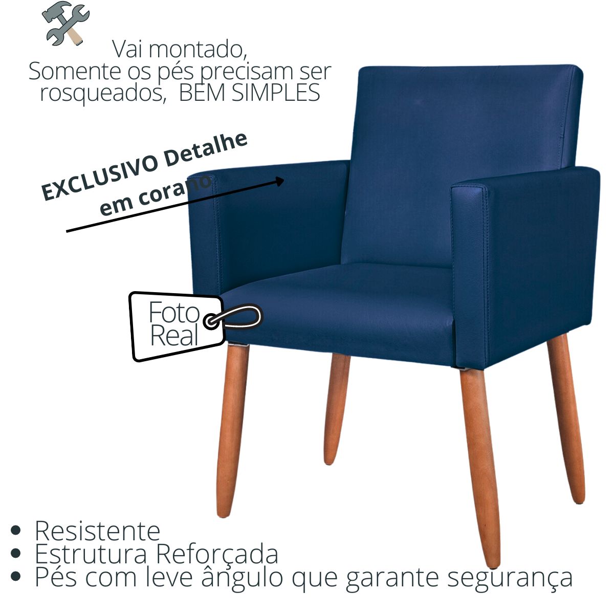 2 Poltronas Resistente para Recepção Confortável Corino Escritório MOBLAN decor