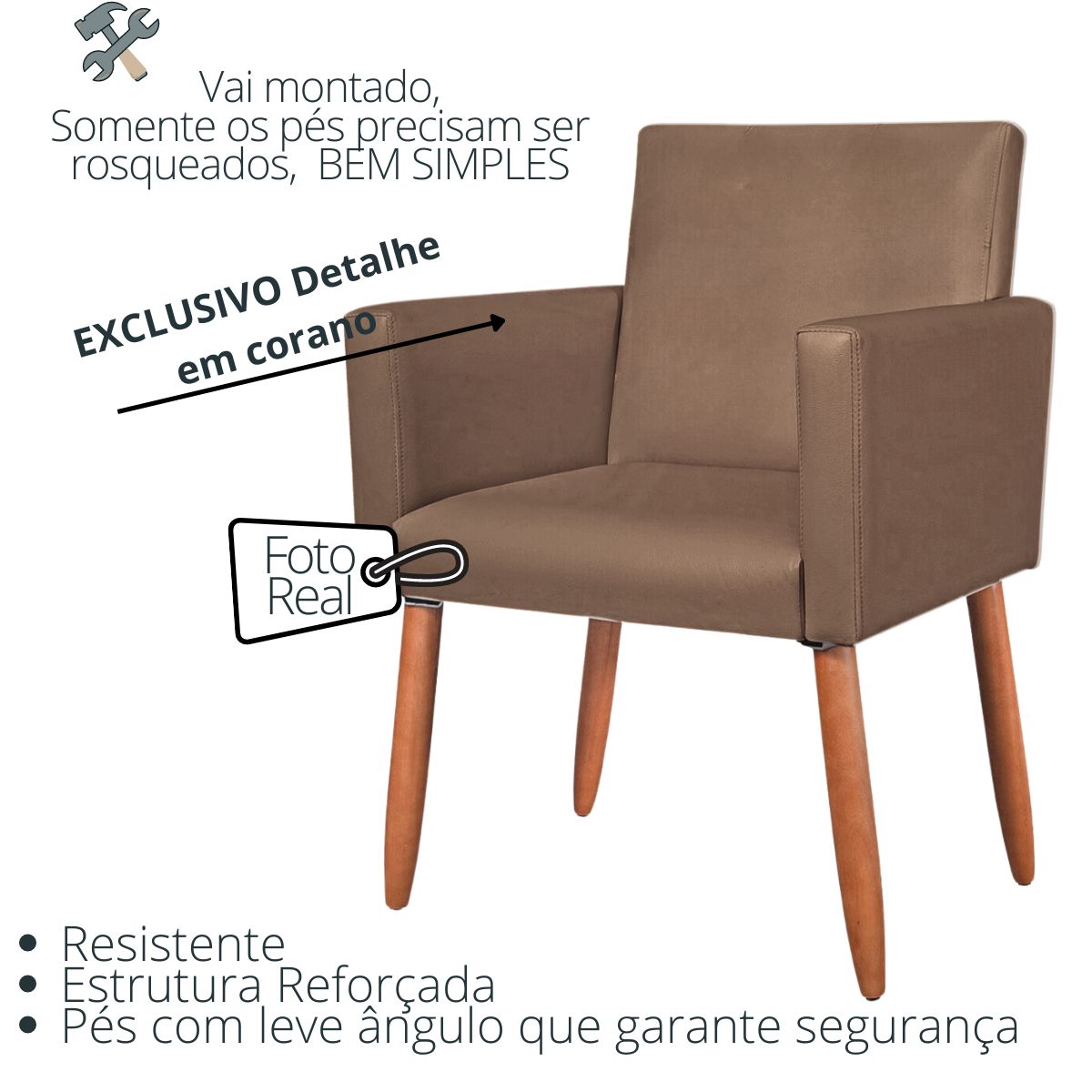 2 Poltronas Resistente para Recepção Confortável Corino Escritório MOBLAN decor