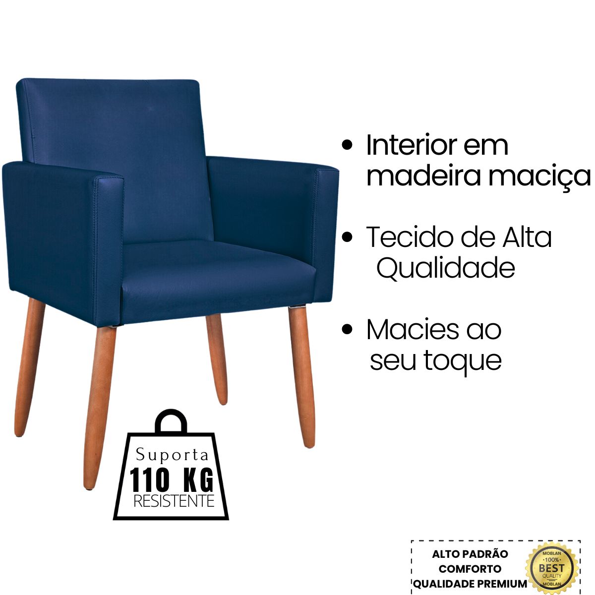2 Poltronas Resistente para Recepção Confortável Corino Escritório MOBLAN decor