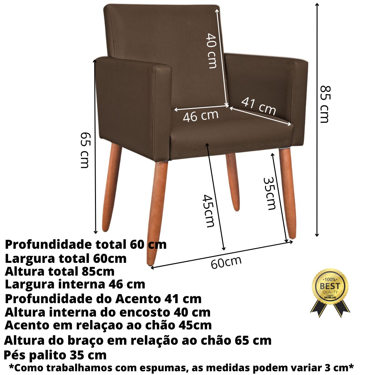 2 Poltronas Resistente para Recepção Confortável Corino Escritório MOBLAN decor