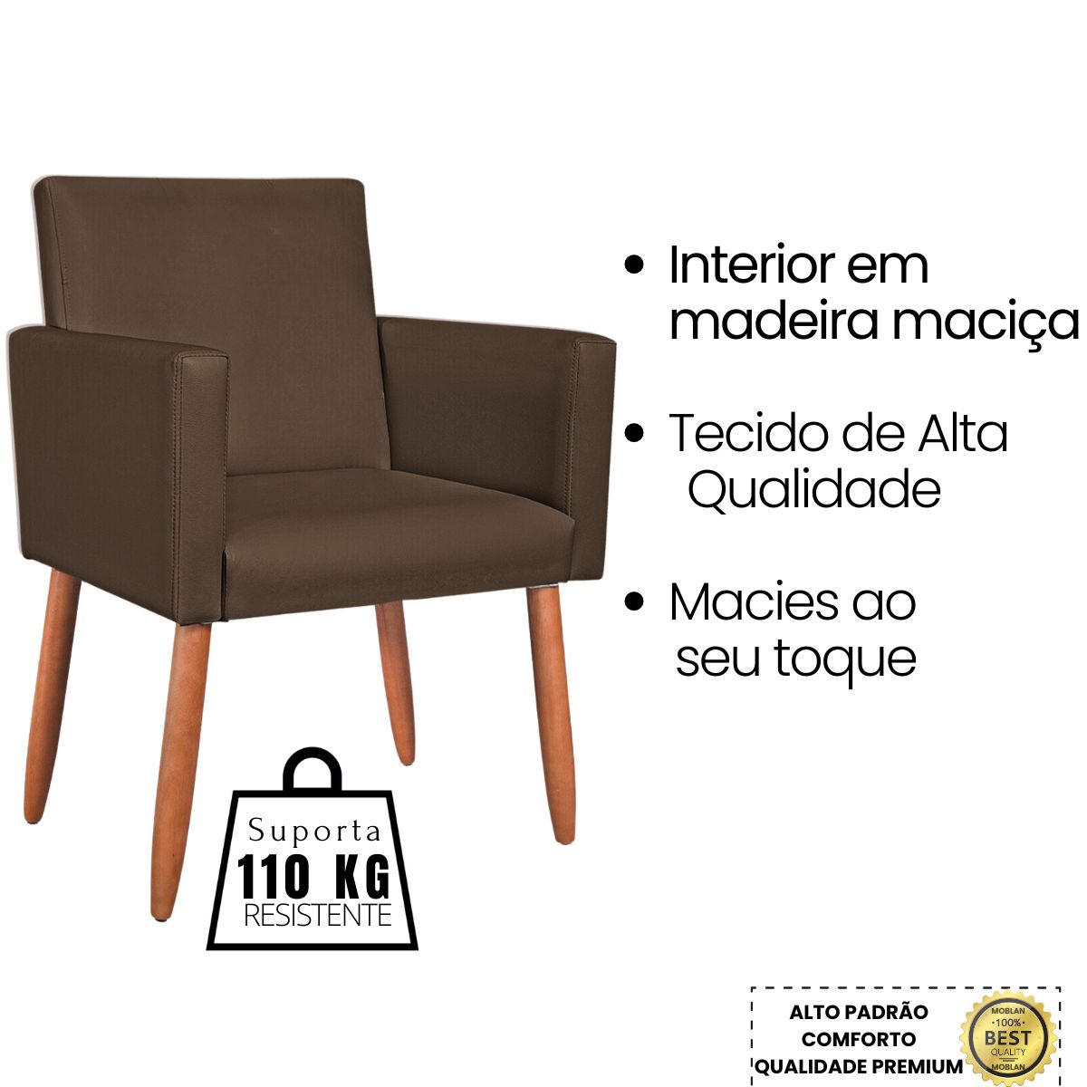 2 Poltronas Resistente para Recepção Confortável Corino Escritório MOBLAN decor