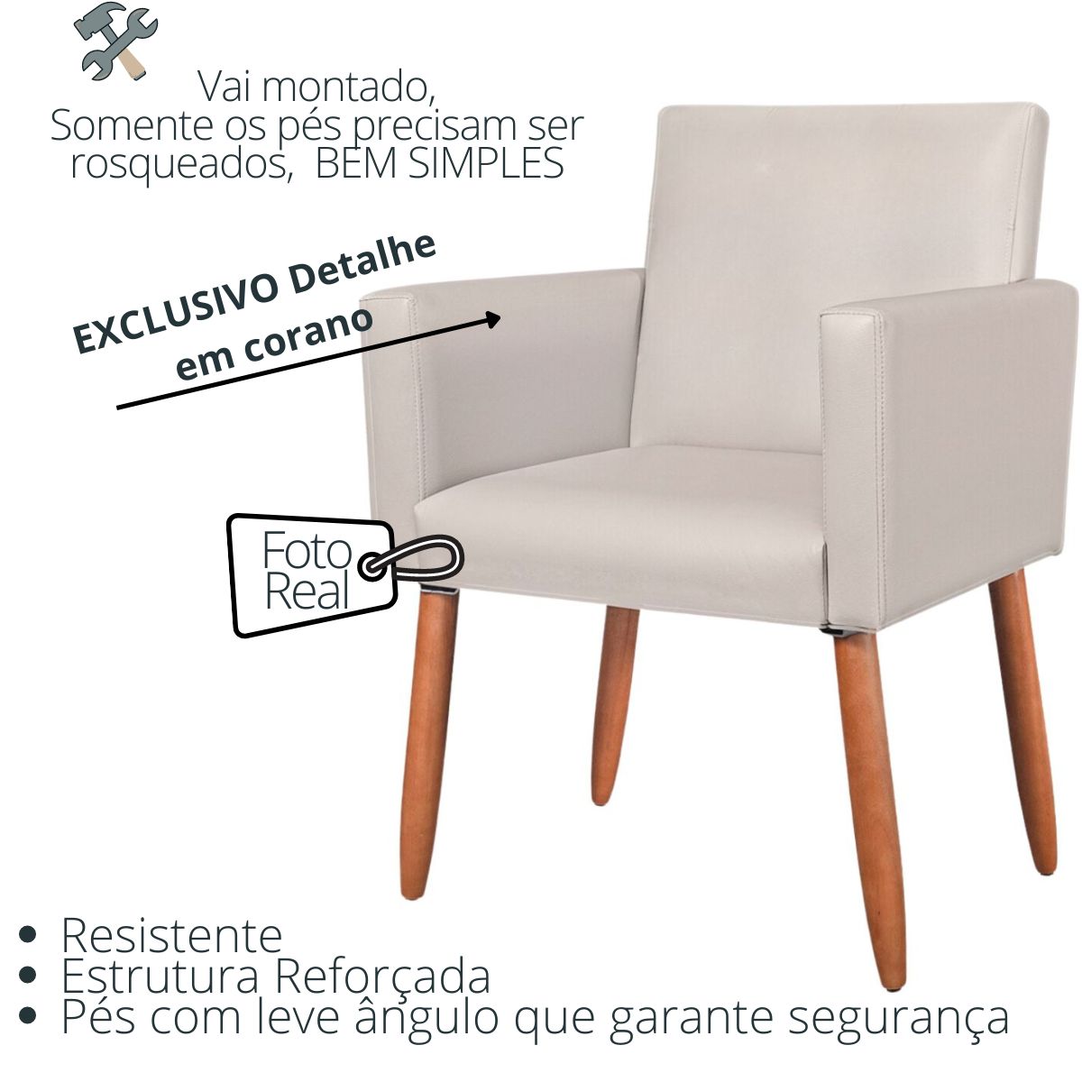 2 Poltronas Resistente para Recepção Confortável Corino Escritório MOBLAN decor
