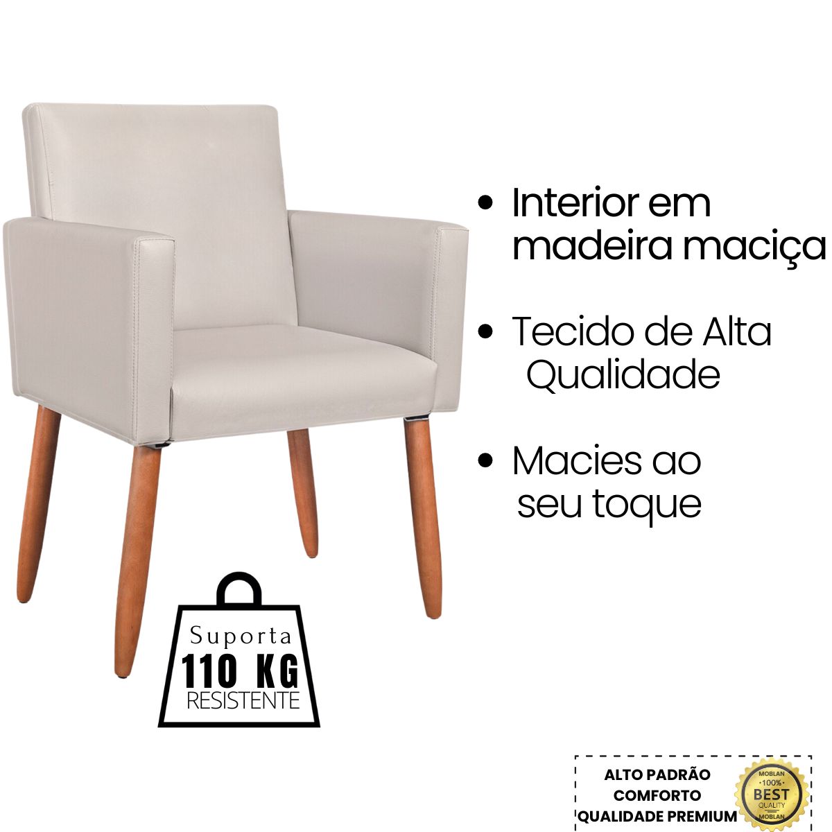2 Poltronas Resistente para Recepção Confortável Corino Escritório MOBLAN decor