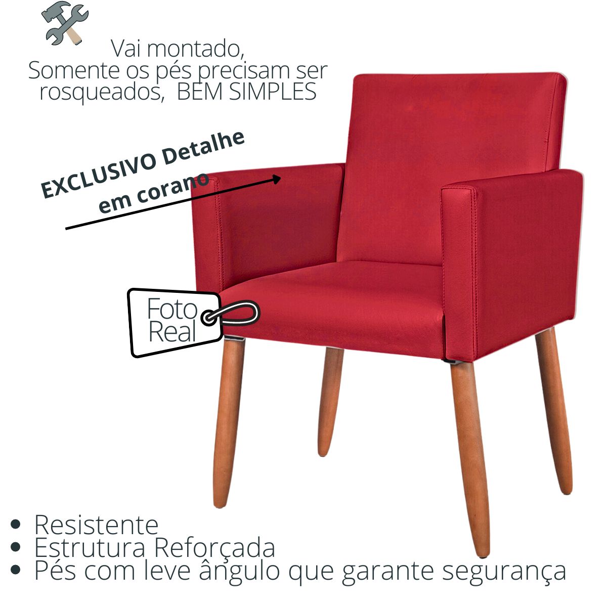 2 Poltronas Resistente para Recepção Confortável Corino Escritório MOBLAN decor