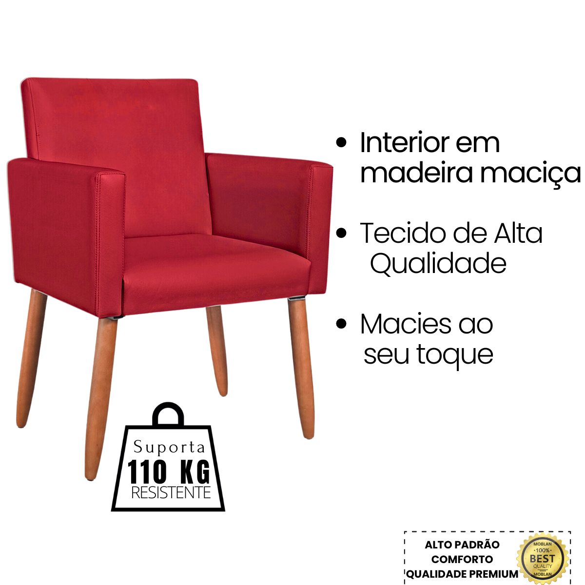 2 Poltronas Resistente para Recepção Confortável Corino Escritório MOBLAN decor