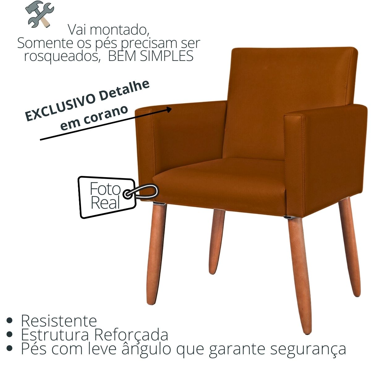 2 Poltronas Resistente para Recepção Confortável Corino Escritório MOBLAN decor