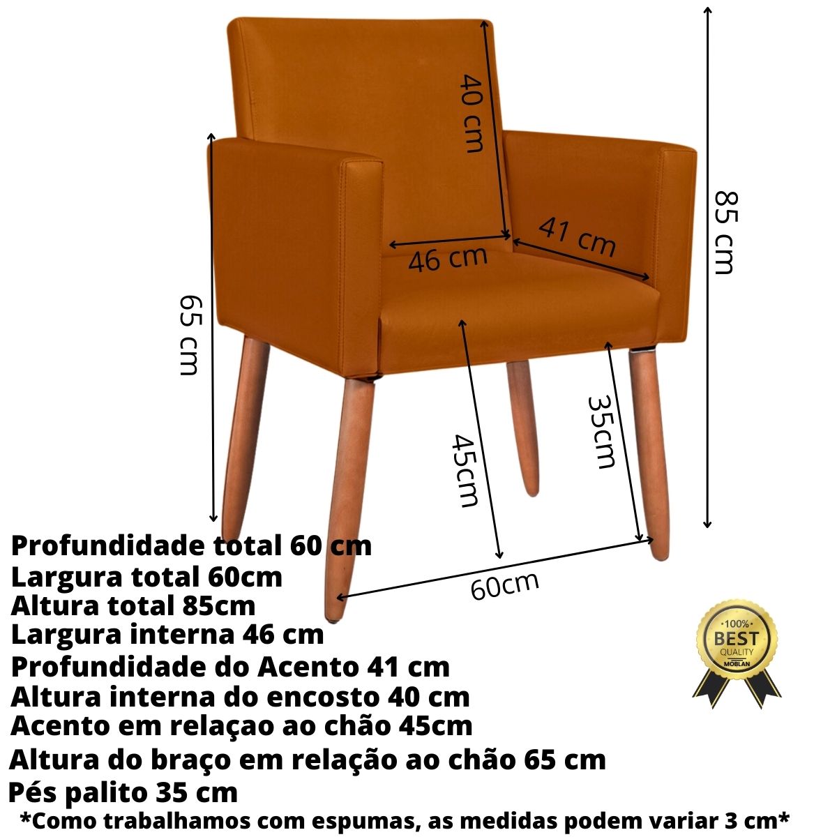 2 Poltronas Resistente para Recepção Confortável Corino Escritório MOBLAN decor