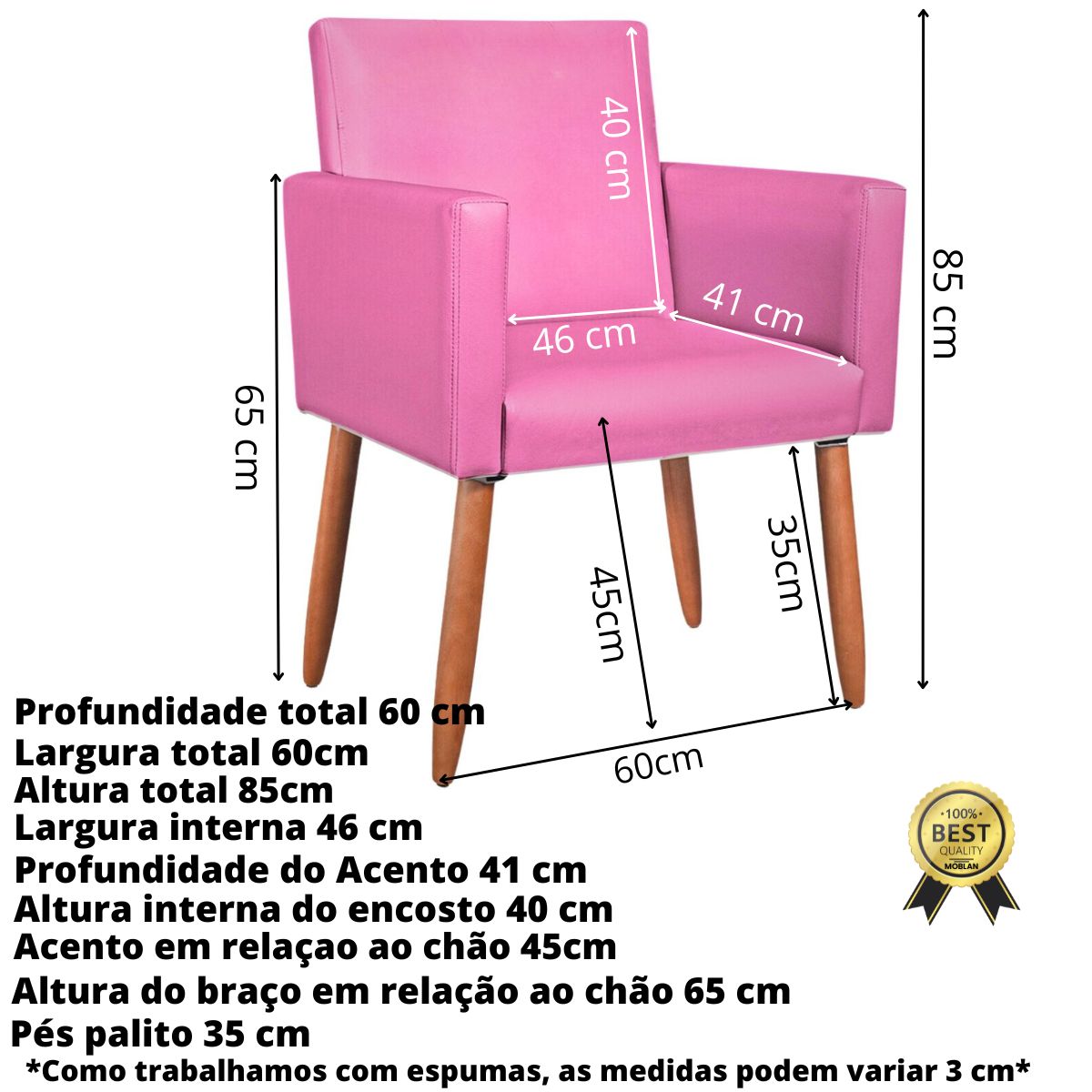 2 Poltronas Resistente para Recepção Confortável Corino Escritório MOBLAN decor