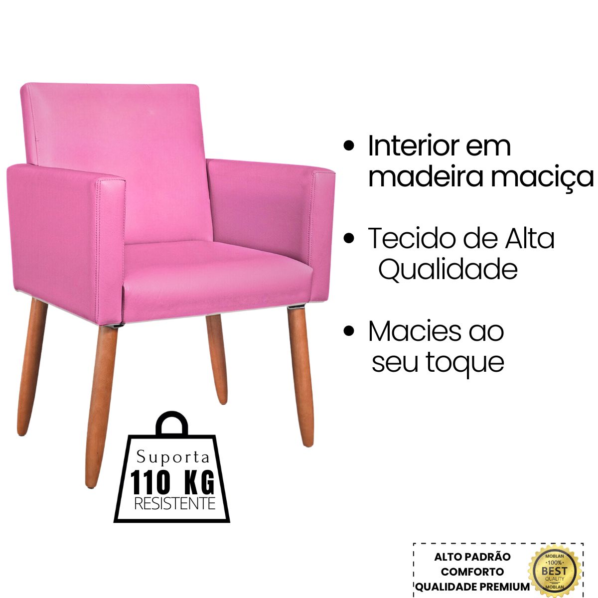 2 Poltronas Resistente para Recepção Confortável Corino Escritório MOBLAN decor