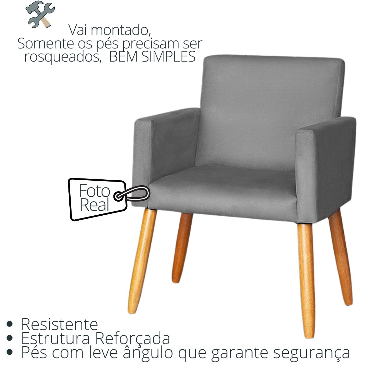 2 Poltronas Resistente para Recepção Confortável Escritório MOBLAN decor