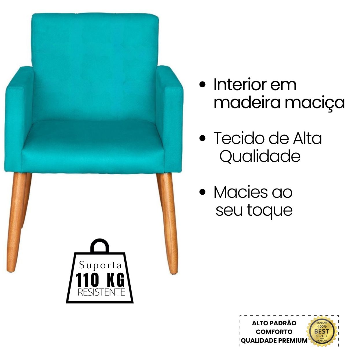 2 Poltronas Resistente para Recepção Confortável Escritório MOBLAN decor
