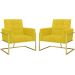 2 Poltronas com Base de Ferro Dourada Reforçada para Recepção MOBLAN decor