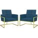 2 Poltronas com Base de Ferro Dourada Reforçada para Recepção MOBLAN decor