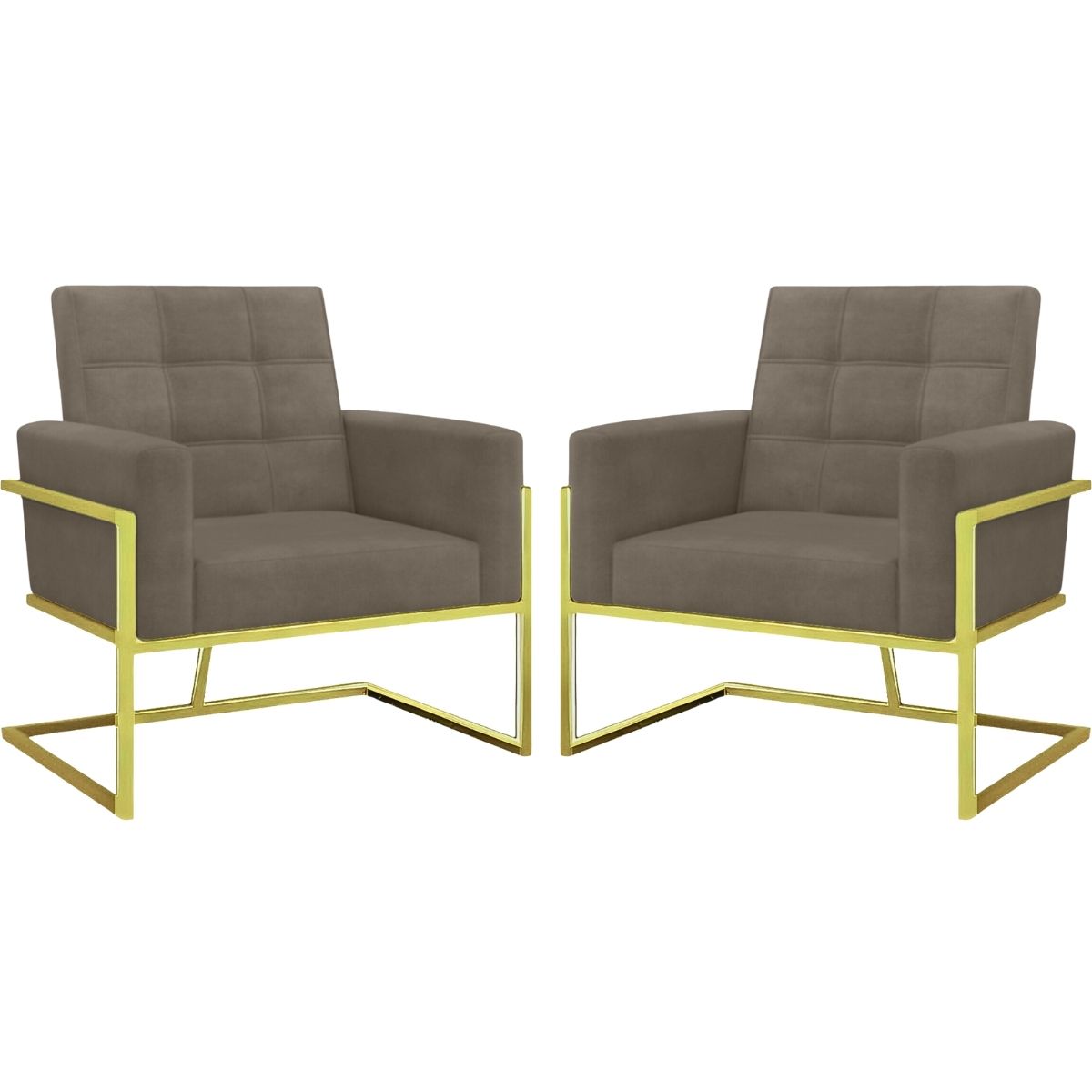 2 Poltronas com Base de Ferro Dourada Reforçada para Recepção MOBLAN decor