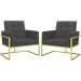 2 Poltronas com Base de Ferro Dourada Reforçada para Recepção MOBLAN decor