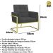 2 Poltronas com Base de Ferro Dourada Reforçada para Recepção MOBLAN decor