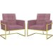2 Poltronas com Base de Ferro Dourada Reforçada para Recepção MOBLAN decor