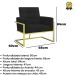 2 Poltronas com Base de Ferro Dourada Reforçada para Recepção MOBLAN decor