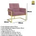 2 Poltronas com Base de Ferro Dourada Reforçada para Recepção MOBLAN decor