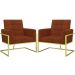 2 Poltronas com Base de Ferro Dourada Reforçada para Recepção MOBLAN decor
