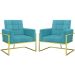 2 Poltronas com Base de Ferro Dourada Reforçada para Recepção MOBLAN decor