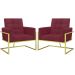 2 Poltronas com Base de Ferro Dourada Reforçada para Recepção MOBLAN decor