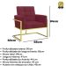 2 Poltronas com Base de Ferro Dourada Reforçada para Recepção MOBLAN decor