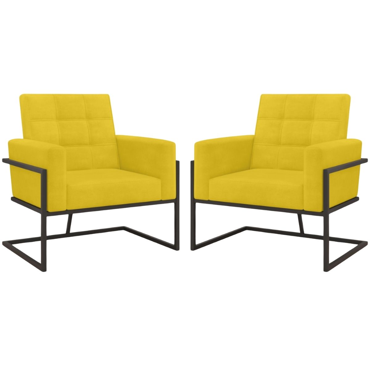2 Poltronas com Base de Ferro Reforçada para Recepção MOBLAN decor