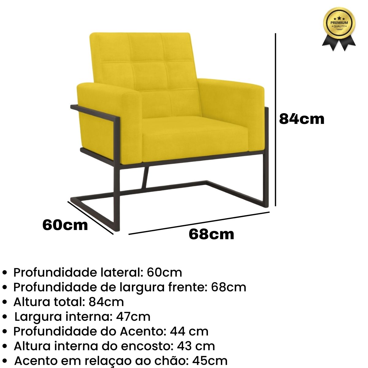 2 Poltronas com Base de Ferro Reforçada para Recepção MOBLAN decor