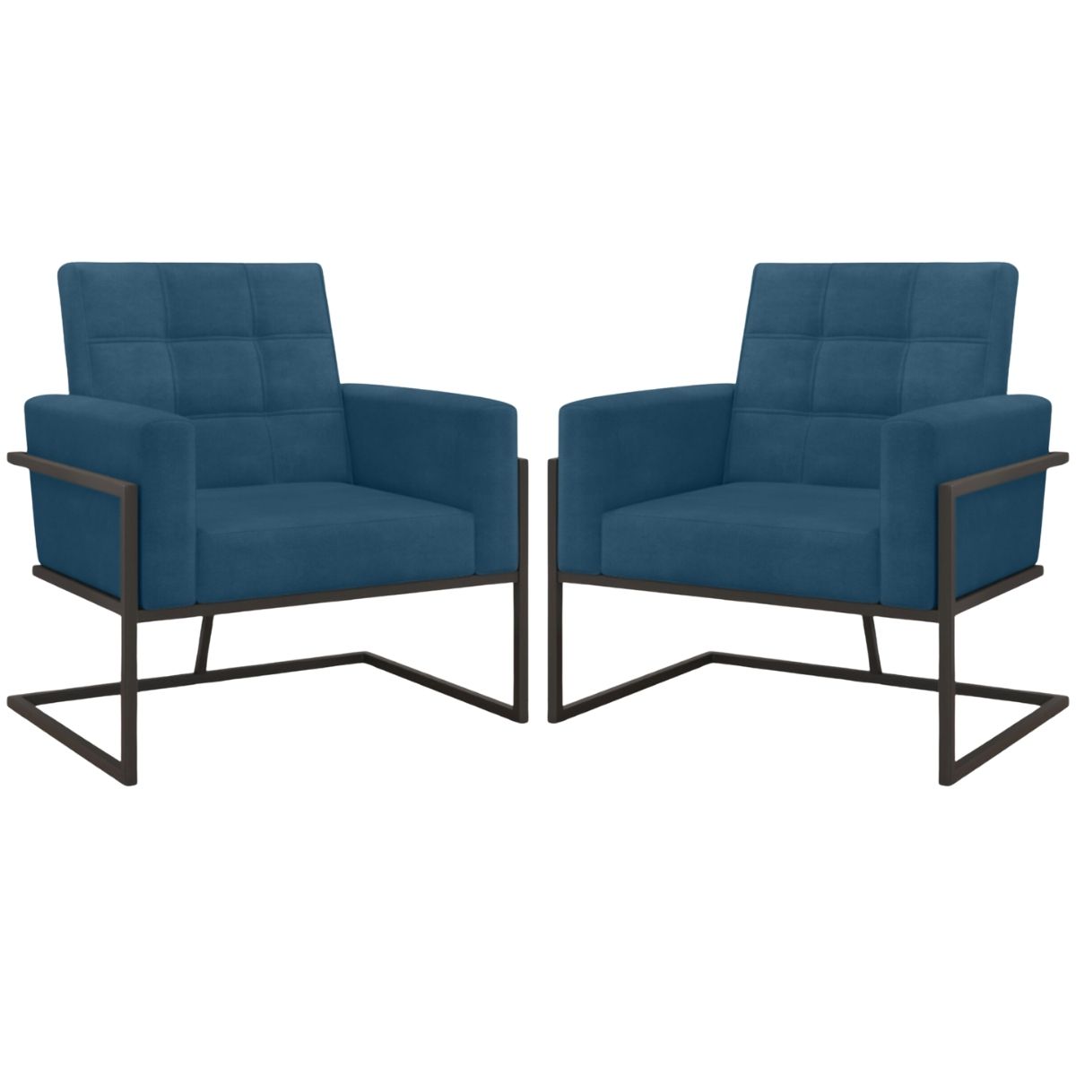 2 Poltronas com Base de Ferro Reforçada para Recepção MOBLAN decor