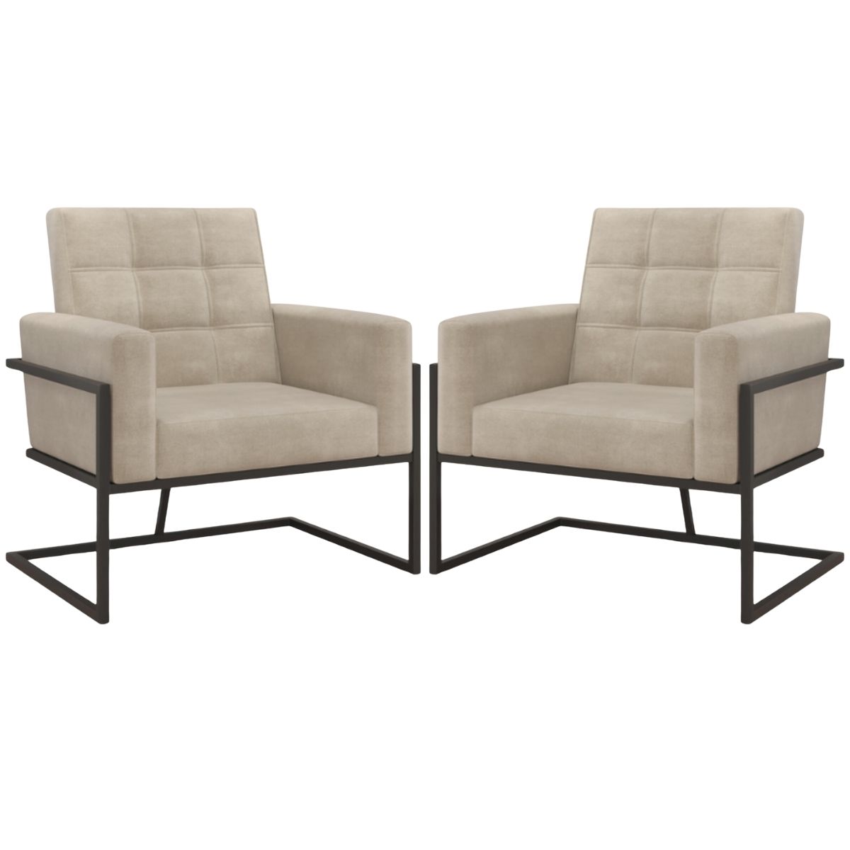 2 Poltronas com Base de Ferro Reforçada para Recepção MOBLAN decor
