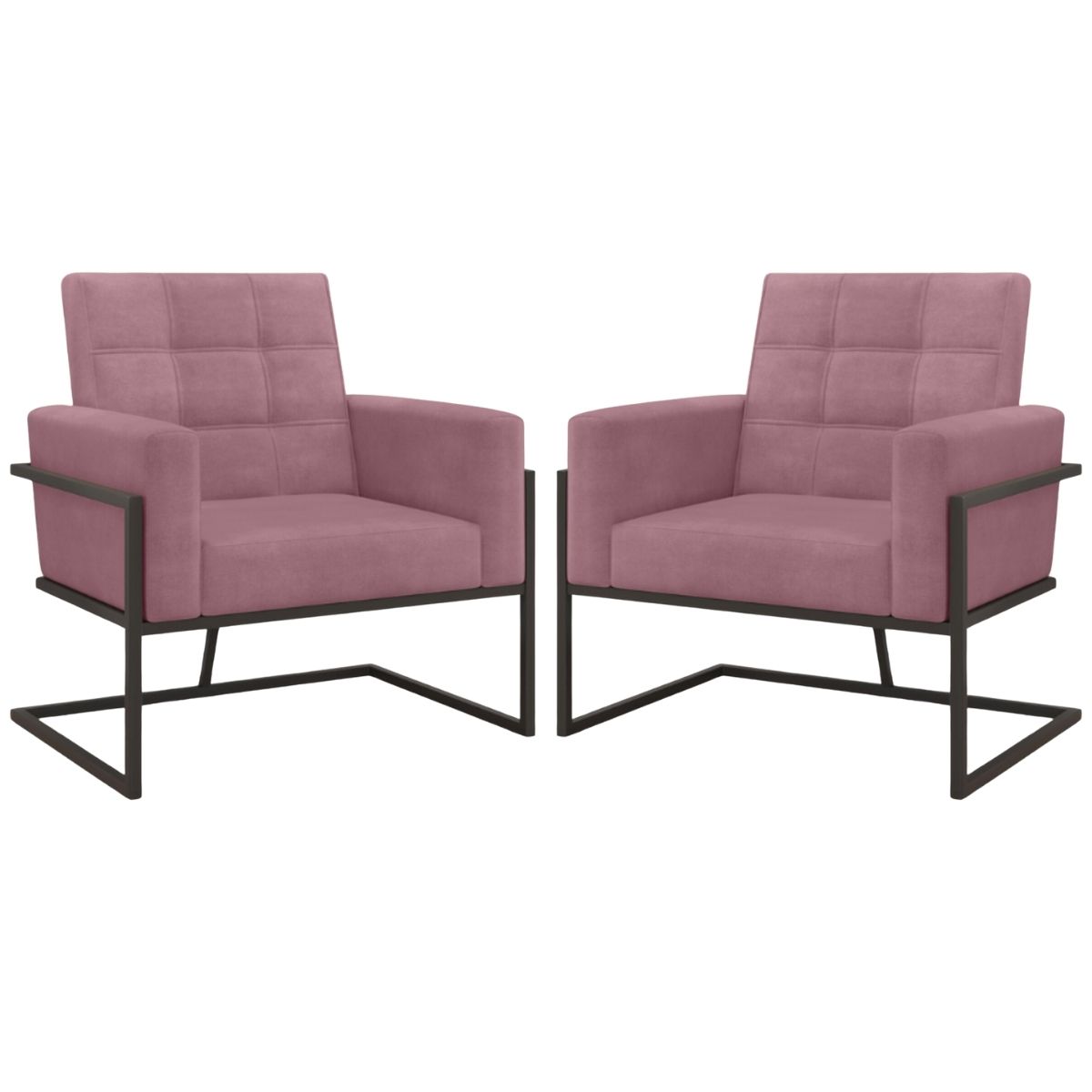 2 Poltronas com Base de Ferro Reforçada para Recepção MOBLAN decor