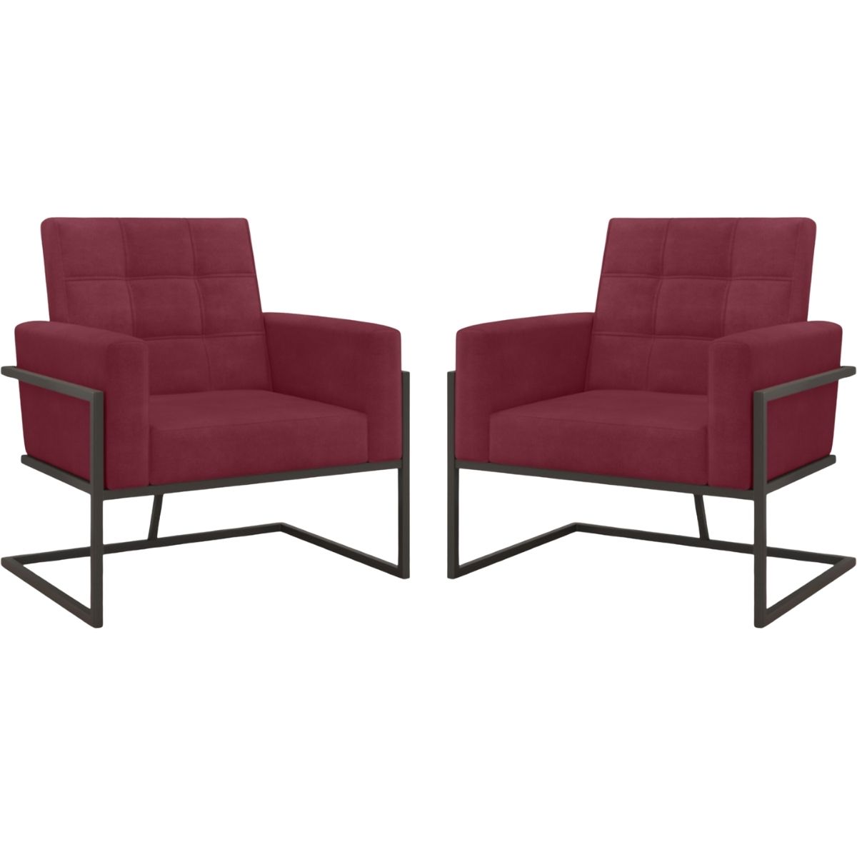 2 Poltronas com Base de Ferro Reforçada para Recepção MOBLAN decor