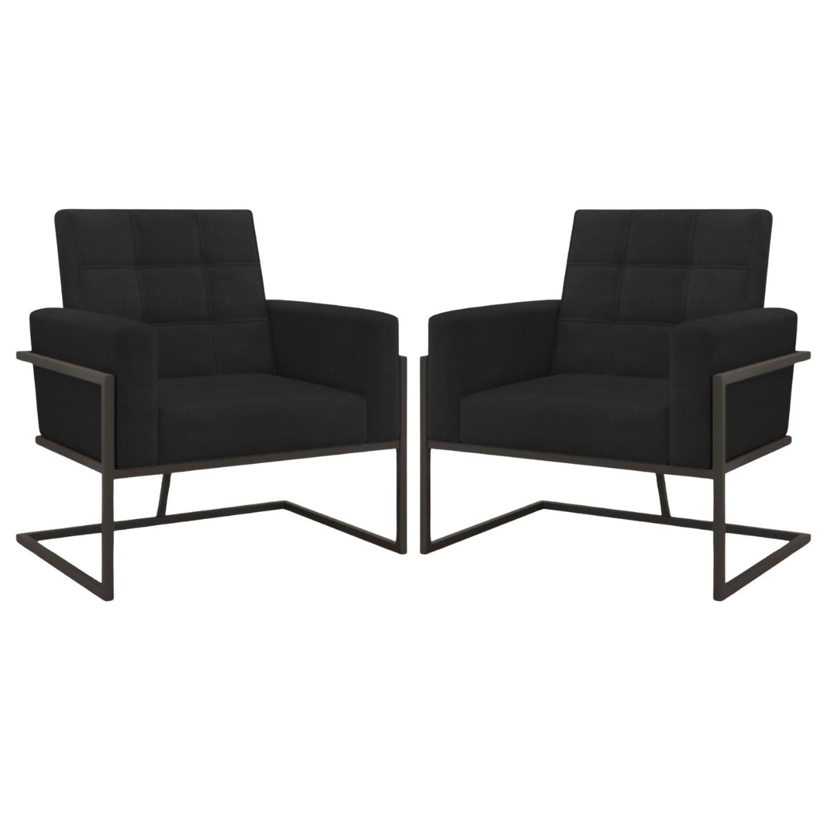 2 Poltronas com Base de Ferro Reforçada para Recepção MOBLAN decor