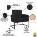 2 Poltronas com Base de Ferro Reforçada para Recepção MOBLAN decor